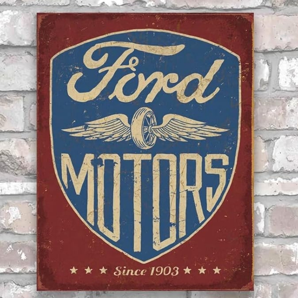 Ford Motors Metal Sign Ad Picture 16x12 Garage Auto Shop Wall Decor Gift